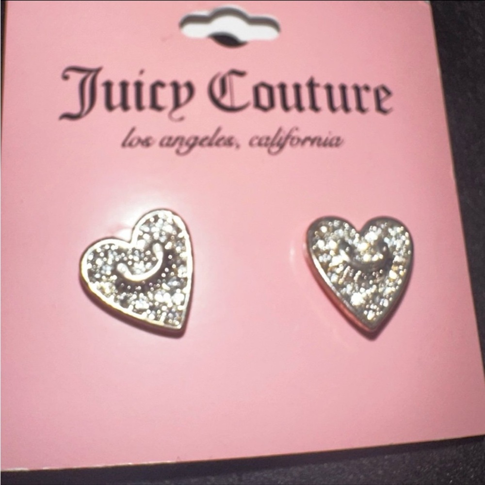 Juicy Couture Silver Banner Heart Earrings